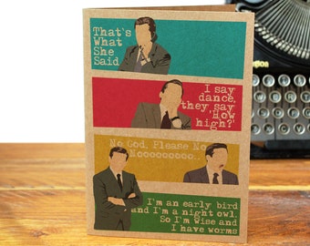 The American Office - Michael Scott - Steve Carell - Quotes - That's what she said - Recycled Greeting Card - TV Comedy