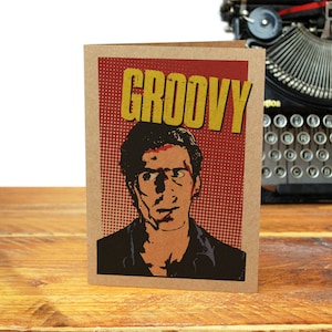Evil Dead Ash, carte de voeux recyclée groovy, comédie d'horreur classique des années 80