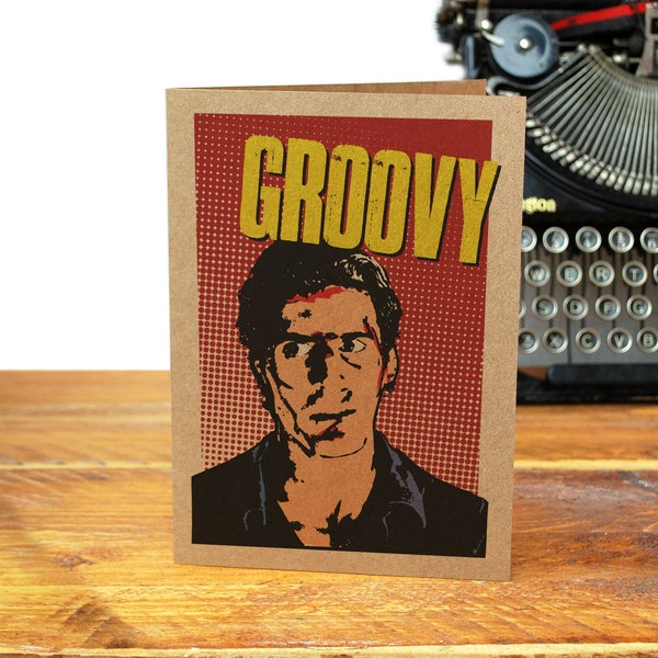 Evil Dead - Ash - Groovy - Recycled Greeting Card - Classic Horror / Comedy - 80s - Bruce Campbell