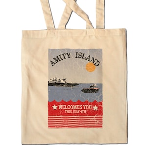 Jaws - Amity - Retro - Shopping Bag Tote Bag - 70s - Movie - Shark - Great White - Quint