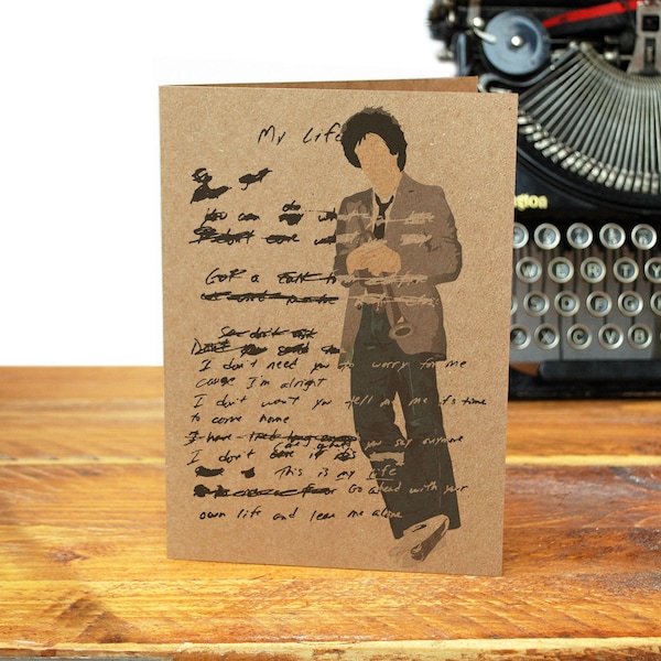 Billy Joel - My Life -  Recycled Greeting Card - Song Lyrics - 70s - 52nd Street - piano man