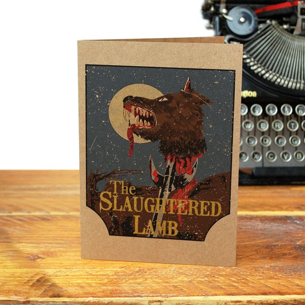 An American Werewolf in London - The Slaughtered Lamb - Recycled Greeting Card - Classic Horror / Comedy - 80s