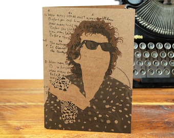 Bob Dylan - Blowin in the Wind - Recycled Greeting Card - Song Lyrics - 60s - folk - Icon - Legend
