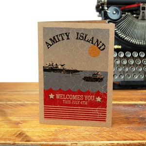 Jaws - Amity Island - Vintage - Greeting Card - Recycled - Shark - Spielberg - Classic Movie - Quint