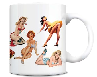 SEXY Vintage Retro  Pin Up Girls   Coffee Mug  Sexy  Risque  Burlesque  Kitsch  Naughty  50s