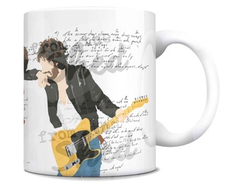 Springsteen Coffee Mug Thunder Road  Hungry Heart  Song Lyrics  Handwritten  The Boss  Dad  Rock  Vinyl