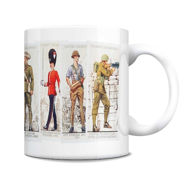 SOLDIERS - Vintage / Retro - Cigarette Cards  - Coffee Mug - Army - Military Uniform - UK - Dad - Gift