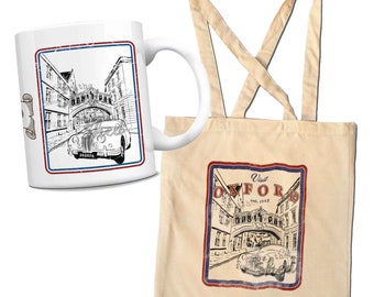 OXFORD - Morse  Tote - Mug & Vintage Print Shopping Bag  - TV Show - Murder Mystery - Detective - UK - 80s - 90s