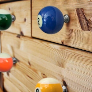 POOL BALL Cabinet Cupboard Drawer Door Knob Pull Mancave Vintage Upcycled Home Interior Decor Bedroom Bar Furniture Makeover Dad Gift