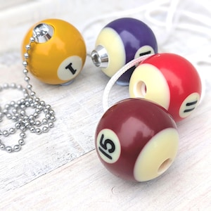Pool Ball LIGHT PULL / Billiards Upcycled Ceiling Fan Pull Chain Flush Pull Mancave Decor