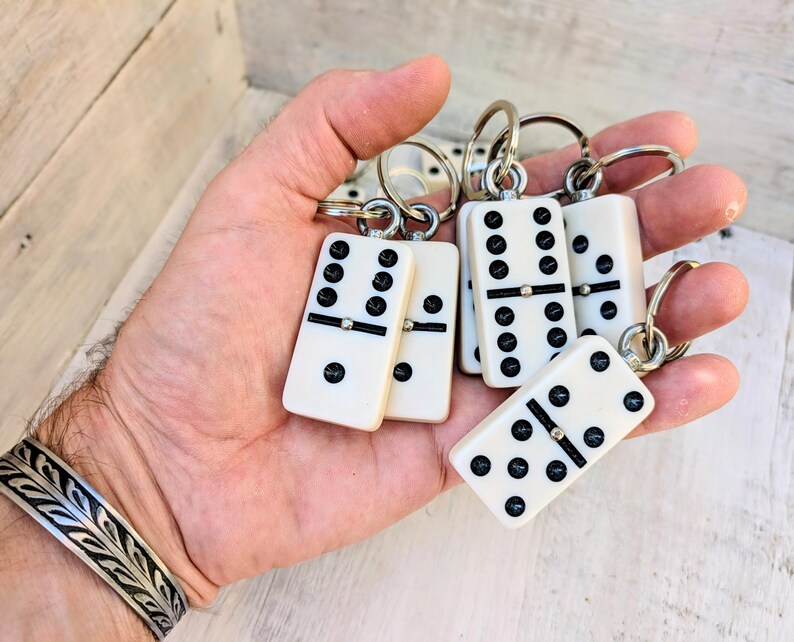 Repurposed DOMINO Bag Charm Key Ring image 4