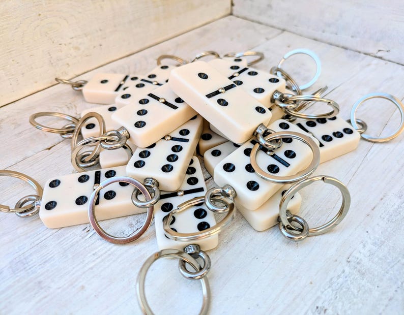 Repurposed DOMINO Bag Charm Key Ring image 2