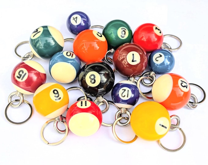 Mini Pool Billiard Ball Key Ring Handmade Bag Charm
