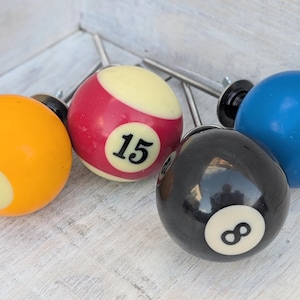 Repurposed Pool Ball Drawer Knob Pulls : Mancave Decor, Set of 4