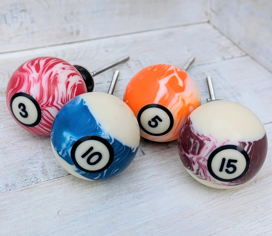 POOL Ball Drawer Knob Pulls Repurposed Mancave Decor, Set of 4 - Etsy