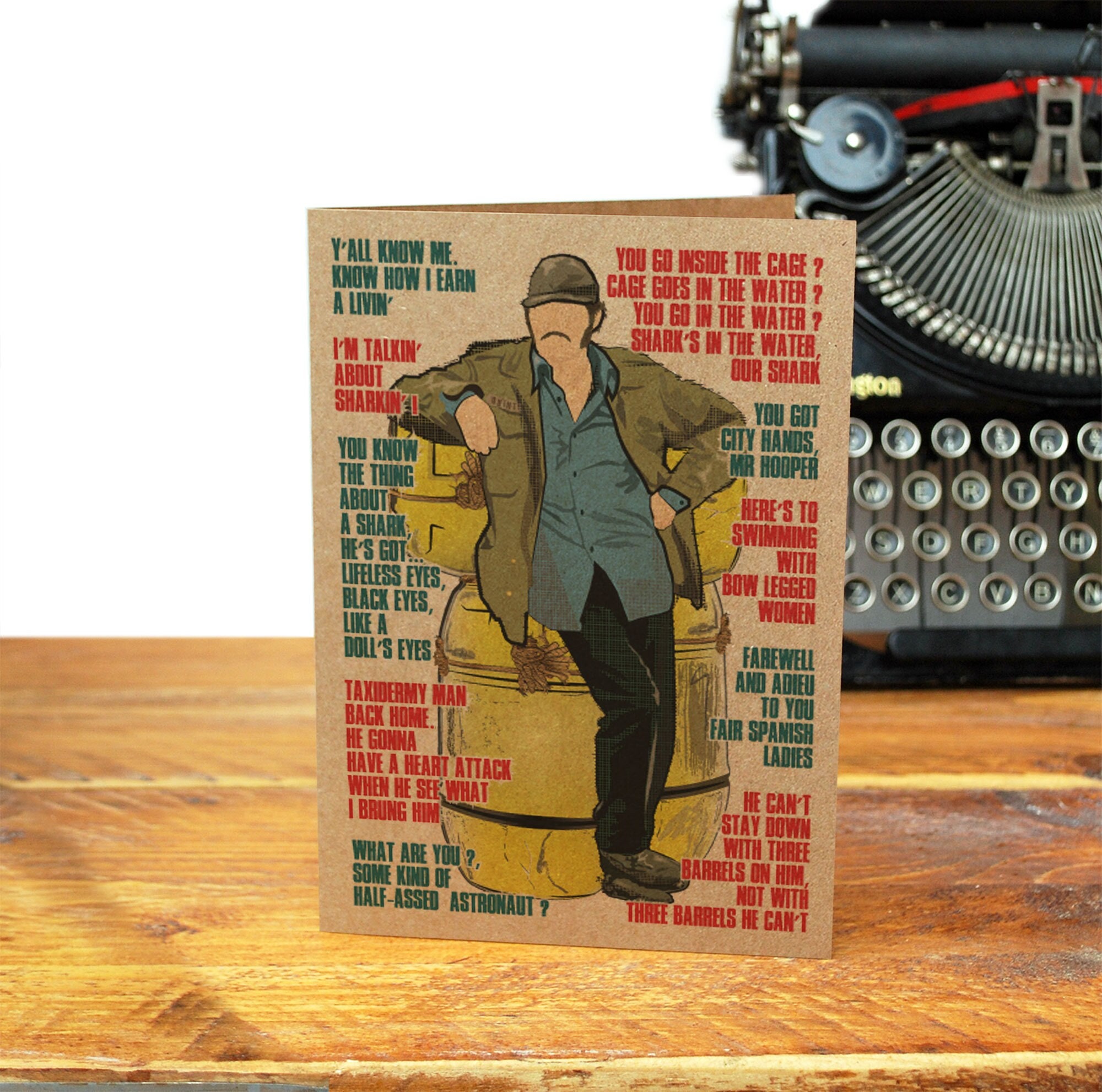 Jaws Movie Quotes QUINT  Shark Amity Island General Greeting Card  Handmade  Recycled