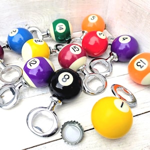 Repurposed Pool Ball Beer Bottle Openers