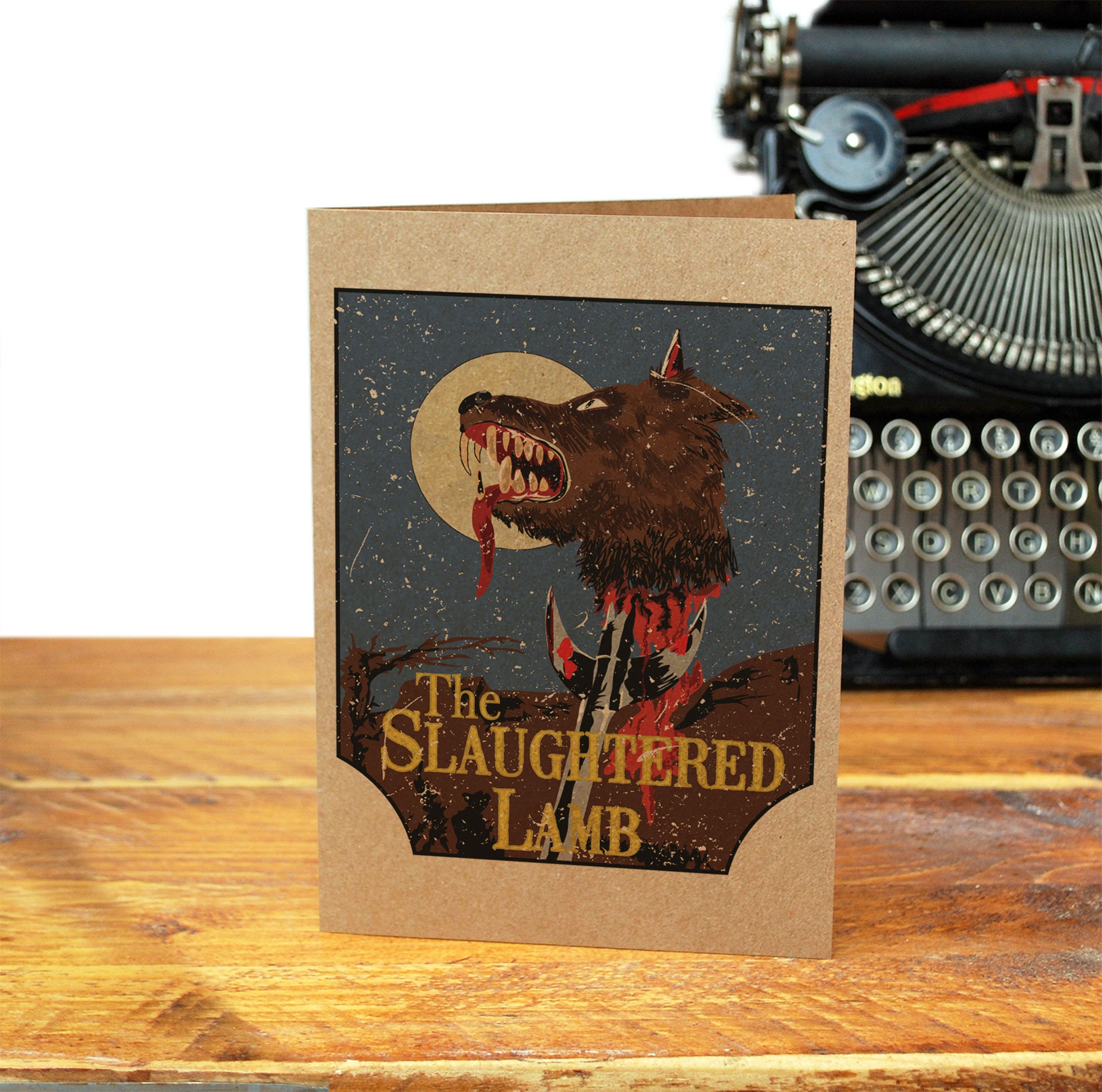 An American Werewolf In London The Slaughtered Lamb Greeting Card an-american-werewolf-in-london-the-slaughtered-lamb-greeting-card