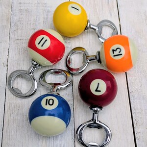 POOL BALL Beer Bottle Opener Upcycled Mancave Barware zdjęcie 3
