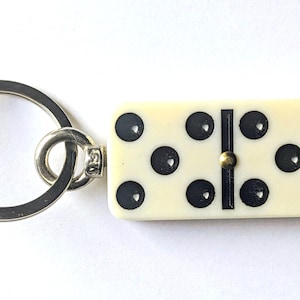 Repurposed DOMINO Bag Charm Key Ring 5 & 5