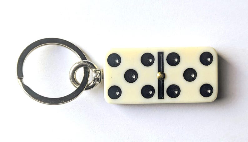 Repurposed DOMINO Bag Charm Key Ring 5 & 5