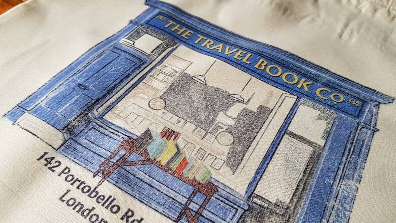 Notting Hill Travel Book Co. Shop Vintage Print Shopping Bag Movie London 90s Comedy Rom Com Bookish image 6