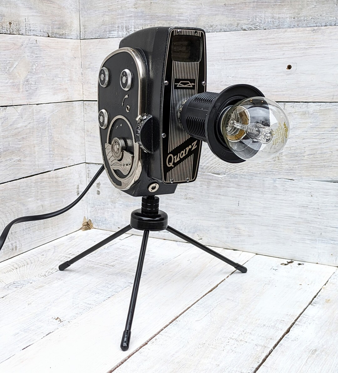 Repurposed 1960s Vintage Cine Movie Camera Lamp Table Desk Lamp Hipster
