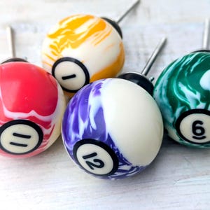 POOL Ball Drawer Knob Cupboard Pulls Repurposed Mancave Decor, Set of 4