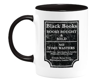 Black Books Coffee Mug London Book Shop  00s Brit Comedy TV Show Dylan Moran Bernard Black  Britcom