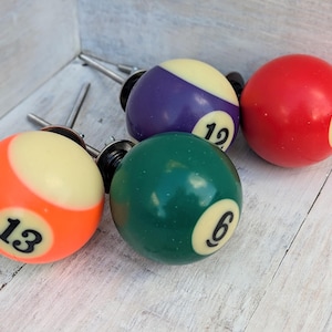 Repurposed Pool Ball Drawer Knob Pulls : Mancave Decor, Set of 4