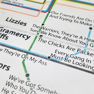 The Warriors Vintage Style Movie Quotes Subway Map Wall Art Print New ...