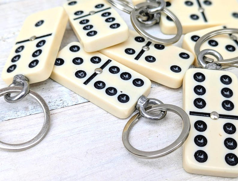Repurposed DOMINO Bag Charm Key Ring