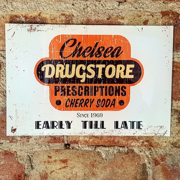 Chelsea Drugstore - Stones - Vintage - Retro - Mancave - Metal Wall Sign - 60s - Music - Wall Decor