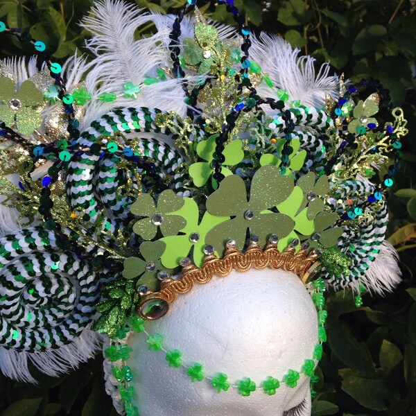Hand made feather headdress, St. Patty's Princess