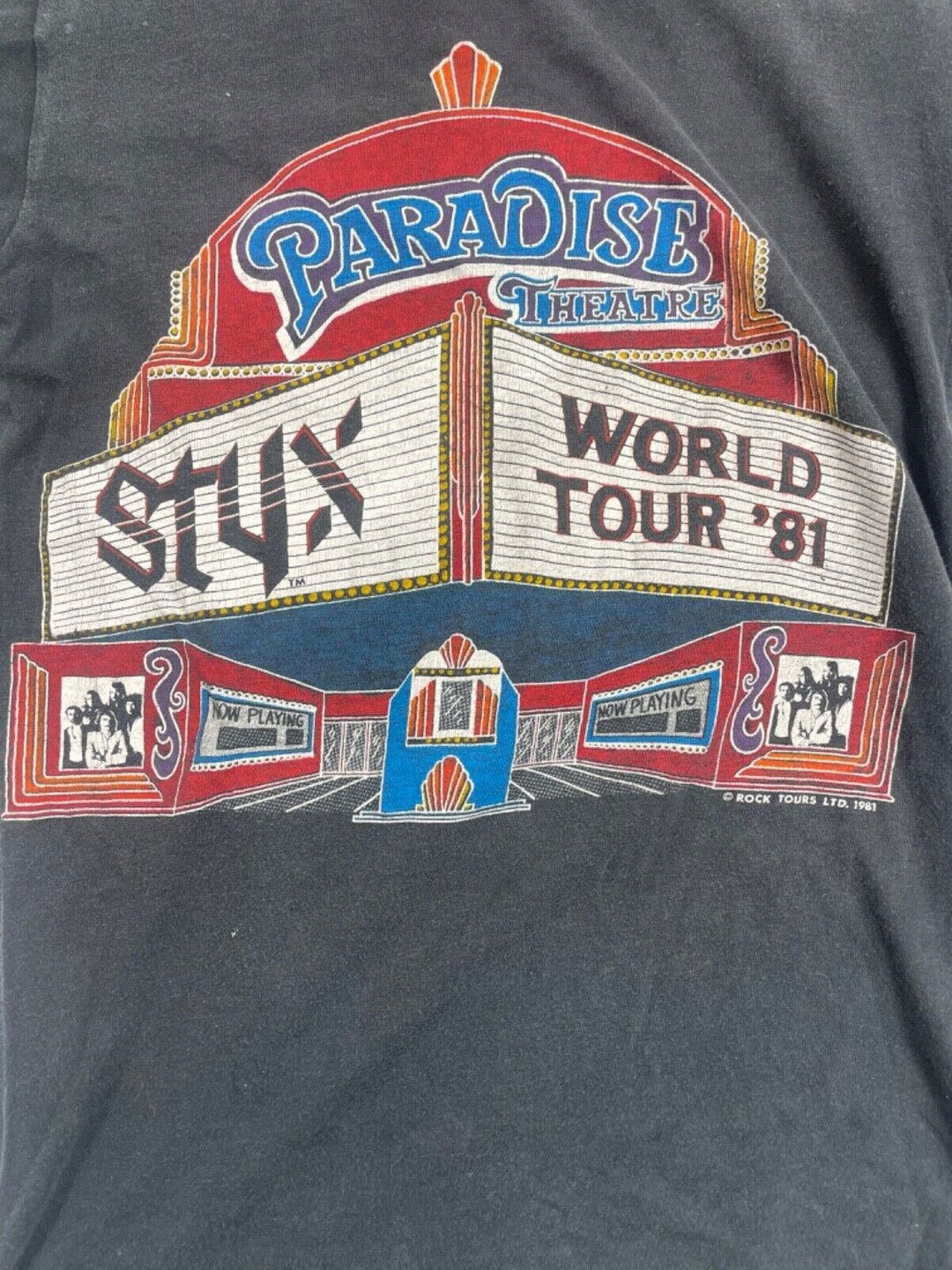 T-shirt Collector Styx - Tournée Paradise Theater 1981 - Taille Unique - Neuf Avec étiquettes - Rouge