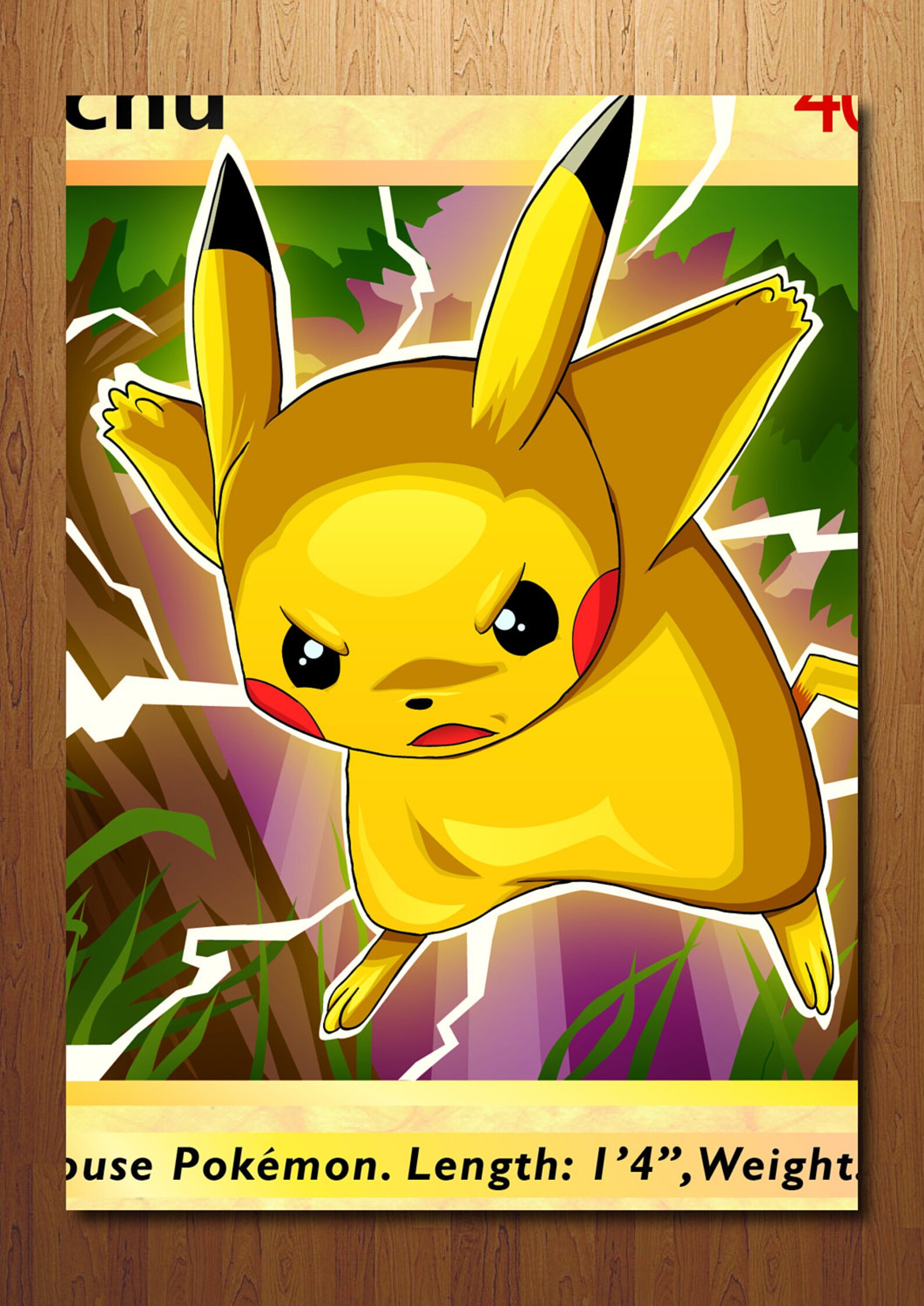 Pikachu Giant Pokemon Card Art Print Etsy