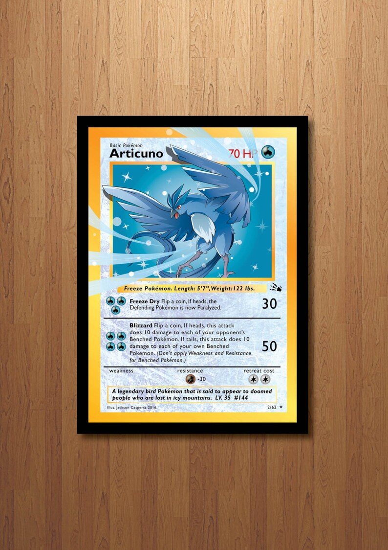 Articuno Giant Pokemon Card Print Etsy Australia