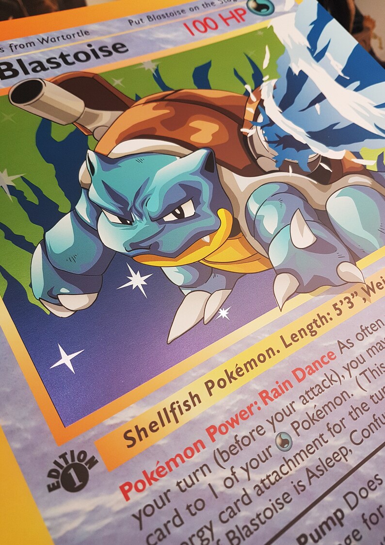 Holographic Giant Pokemon Cards Big 3 Art Print Bundle 1st Etsy