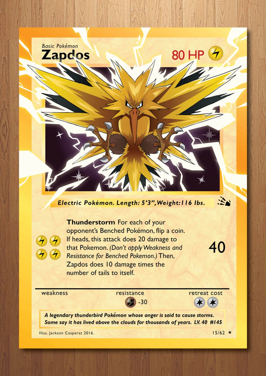 Zapdos Giant Pokemon Card Print -  Norway