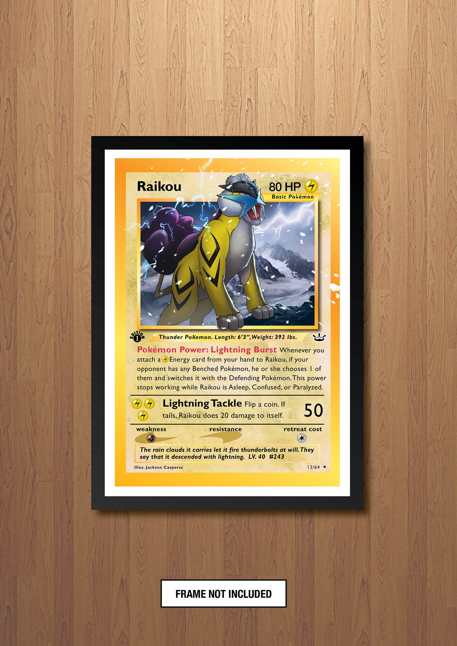 Raikou Giant Pokemon Card Art Print Etsy