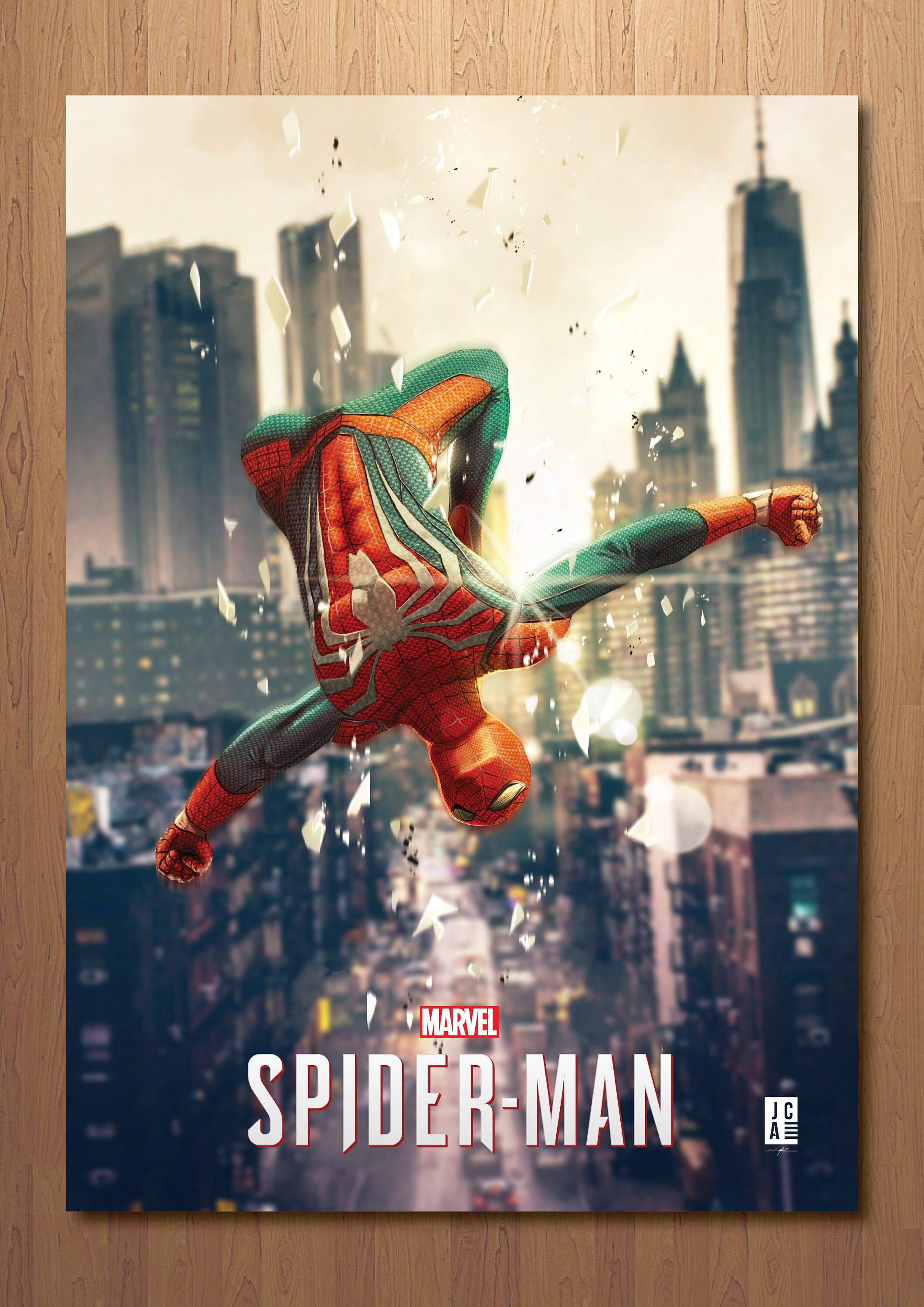 Poster A4 Quadro Moldura Spider Man Ps4 Aranha 32x23cm #11