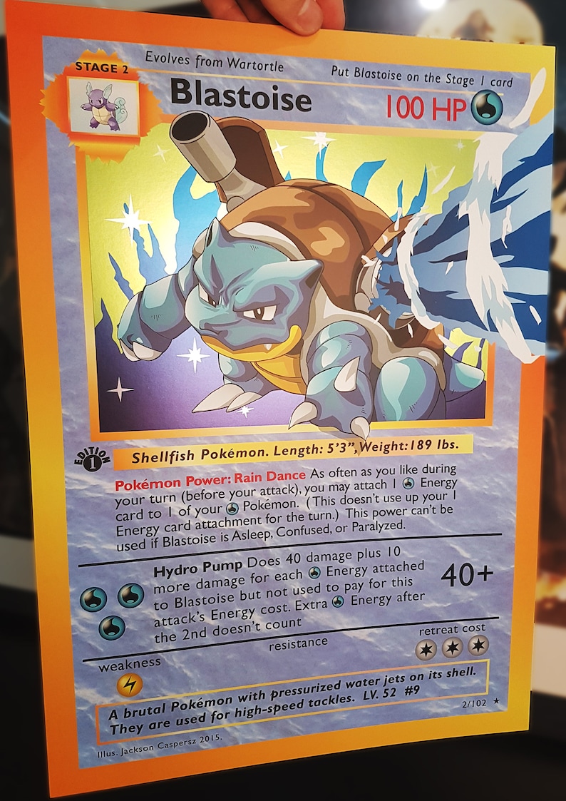 Holographic Giant Pokemon Cards Big 3 Art Print Bundle 1st Etsy