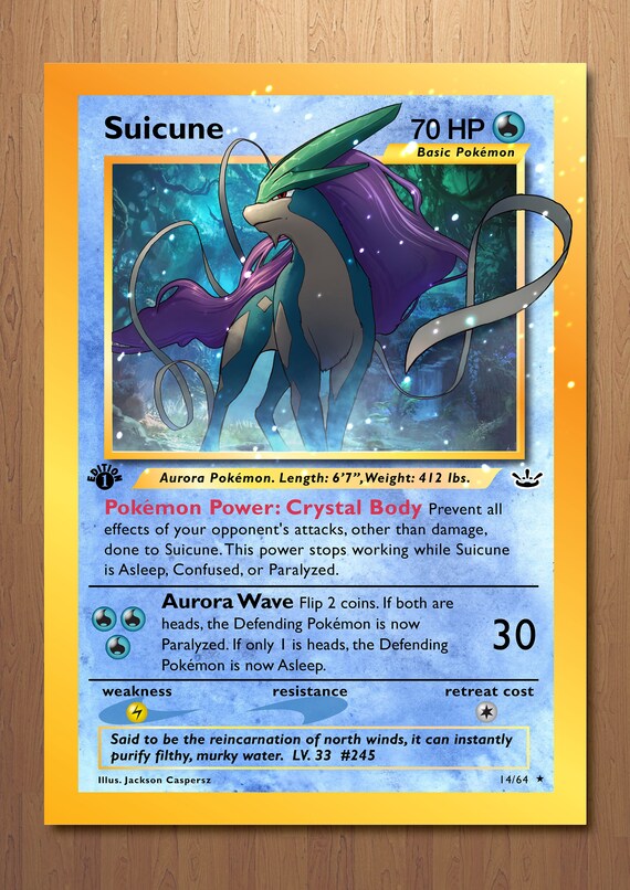 Suicune Giant Pokemon Card Art Print Etsy