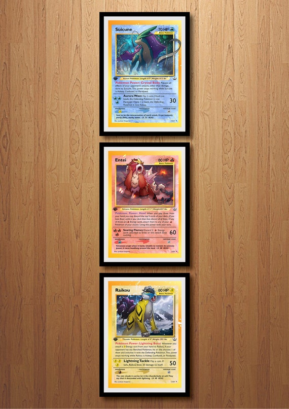 Pokemon Neo - Raikou, Entei, Suicune with postcard