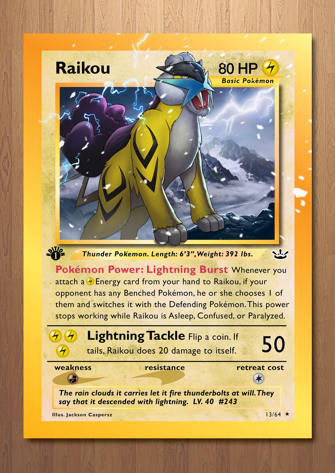 Raikou Giant Pokemon Card Art Print -  Norway