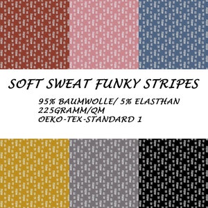 Stoff Soft Sweat FUNKY STRIPES leicht angerauht senf image 2