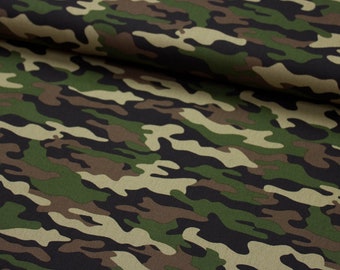 Stoff Meterware Baumwollstoff Popeline Army Camouflage braun khaki