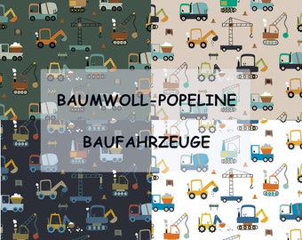 Stoff Meterware  Baumwolle Popeline  Baufahrzeuge - Kinderstoff