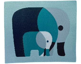 Webetikett Elefant blau - 1 Stück