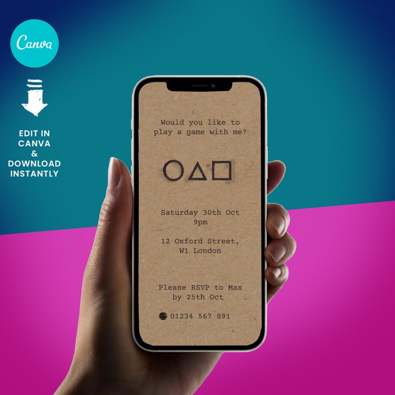 Squid Game Halloween Invitation Digital Canva Download Etsy